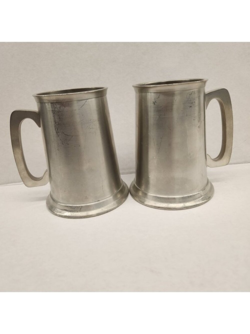 Set of 2 Selmark‎ Pewter Tankards Barware Mugs Vintage Drinkware "glass" bottom